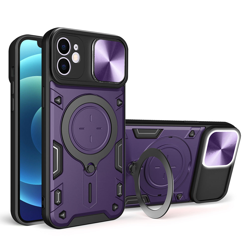 For iPhone 12 6.1 inch Slide Camera Lid Phone Case Rotatable Kickstand PC + TPU Shockproof Cover For iPhone 12 6.1 inch Slide Camera Lid Phone Case Rotatable Kickstand PC + TPU Shockproof Cover